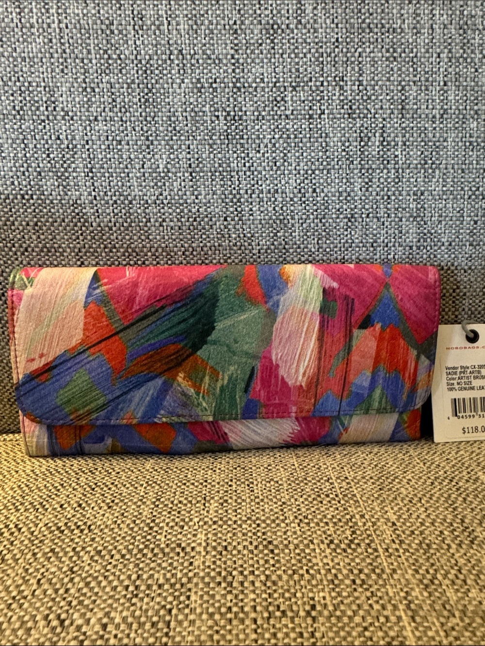 HOBO Multicolor Brushstroke Leather Wallet Clutch